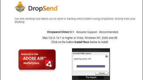 Install Adobe Air application using DropSend