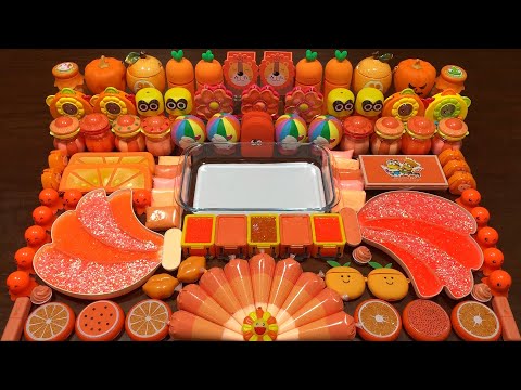 ORANGE PIPING BAG - Mixing Random Things Into Glossy Slime ! Satisfying Slime Videos #1324