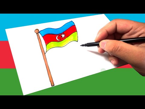 AZERBAYCAN BAYRAĞI NASIL ÇİZİLİR? 🇦🇿🇹🇷 AZƏRBAYCAN BAYRAK ÇİZİMİ / # BayrakÇizimleri