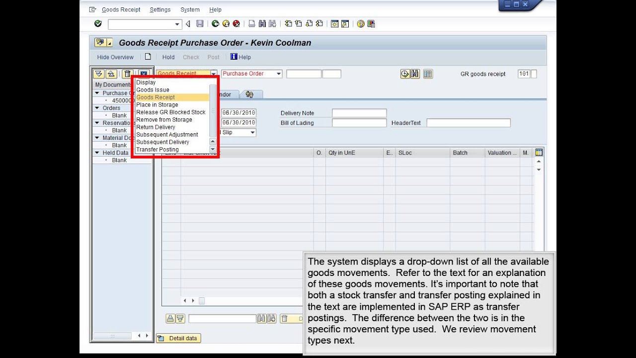 sap movement type 201