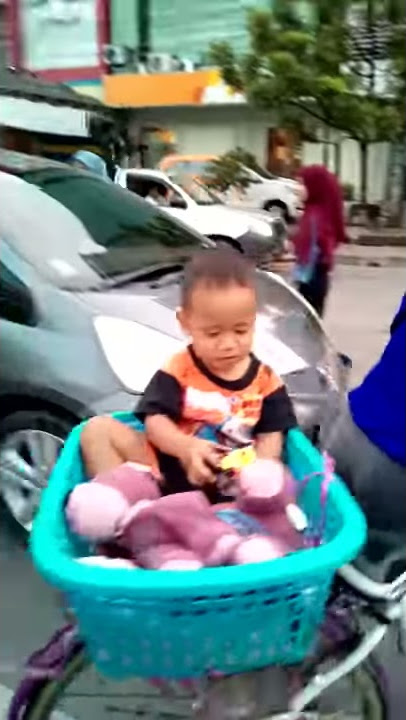 Virall!!! Ibu bonceng anak di dalam keranjang dengan SEPEDA, lihat aksi nekatnya