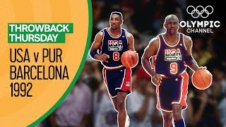 Team USA v Puerto Rico  Basketball Qtr.Final Barcelona 1992  Condensed Game | Throwback Thursday