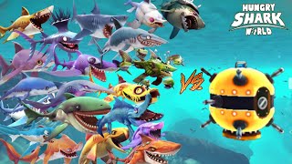 Hungry Shark World - Big Mine Vs All Sharks 