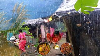 Morning Routine In Heavy Rain। Cooking Traditional Lunch। Indian Village Life। Village lifestyle