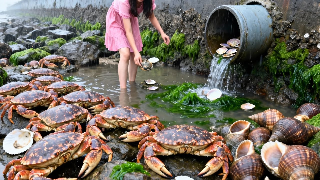Xiao Zhang Stumbled Upon Many Beautiful Sea Snails While Beachcombing In The Swift Currents!