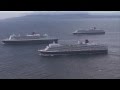 Cunards 3 queens arrive in southampton to celebrate queen mary 2s 10th anniversary