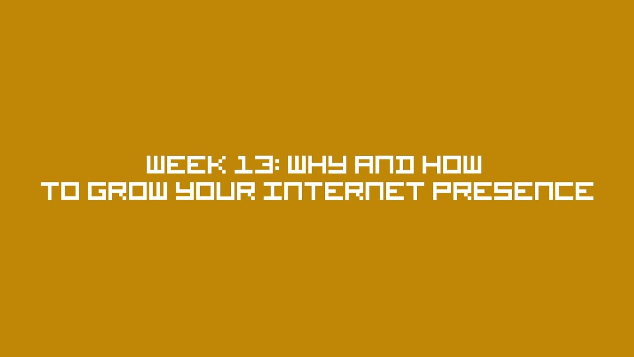 Webinar 13: Why and How to Grow Your Internet Presence