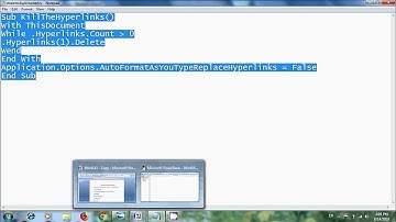 Word 2007: How to remove multiple hyperlinks from same document using vba code