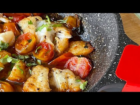 Pan Seared Fish Recipe with Tomatoes & White Wine | Easy and Healthy Dinner | Mediterranean Style