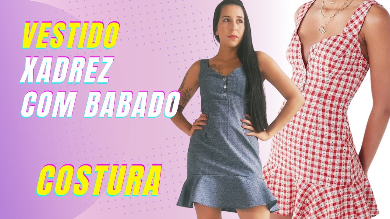 Vestido xadrez 2 babados - Quesli modas