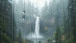 Rain on Window with Blurred Waterfall View | ASMR Rain Sounds for Sleep & Relaxation