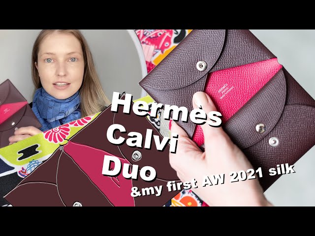 Hermes Calvi Duo Craie Epsom leather Silver hardware