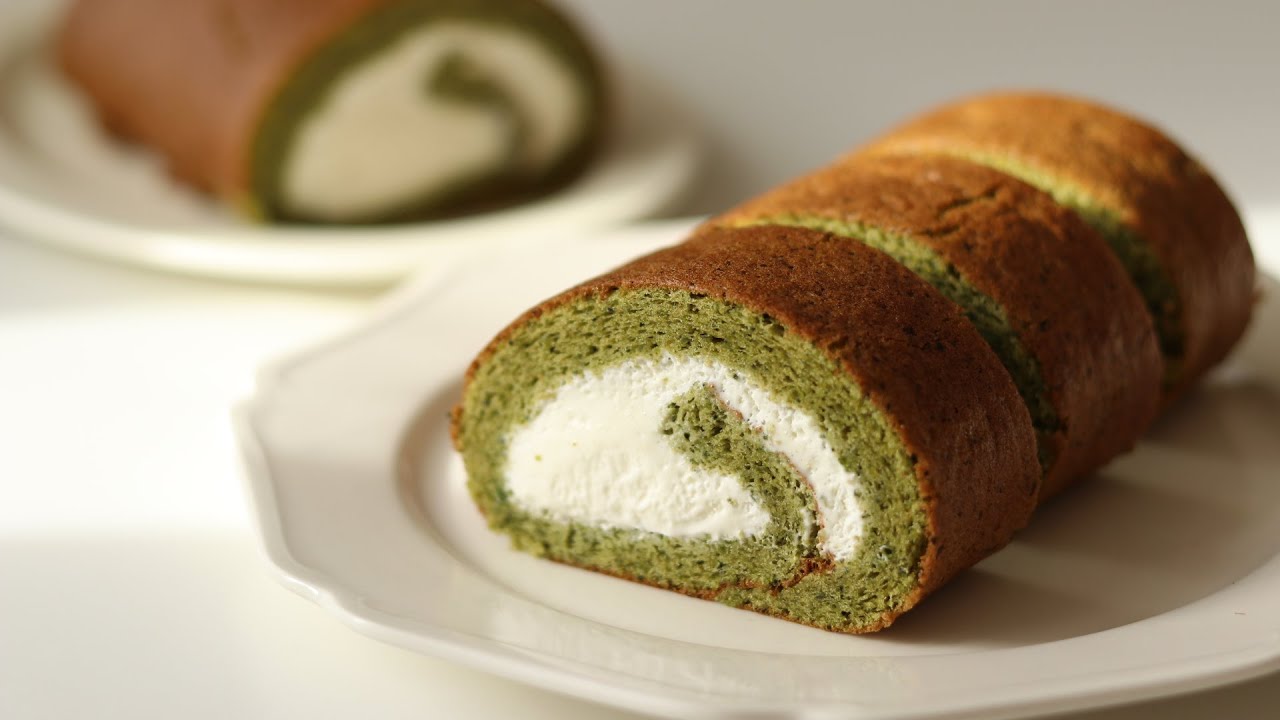 抹茶のロールケーキの作り方 Matcha Swiss Roll Cake｜HidaMari Cooking