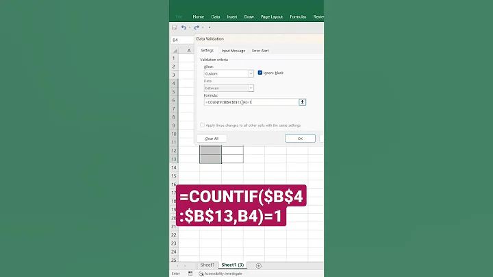 Data Validation - Prevent Duplicates in Excel #excel #shortfeed #shorts