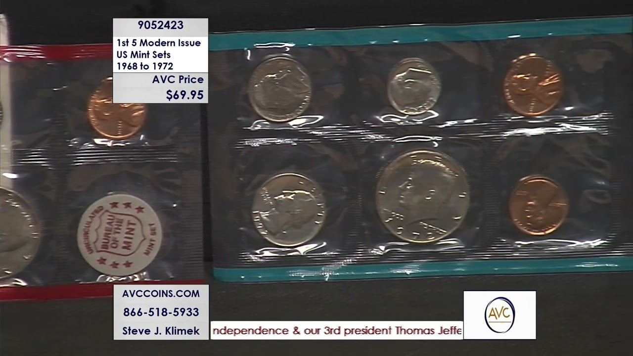 1st 5 Modern Issue US Mint Sets - 1968 to 1972