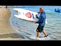Gigantic rc electric powerboat  yge205 hvt navy with 14s 10000 mah powerful accu  demonstration