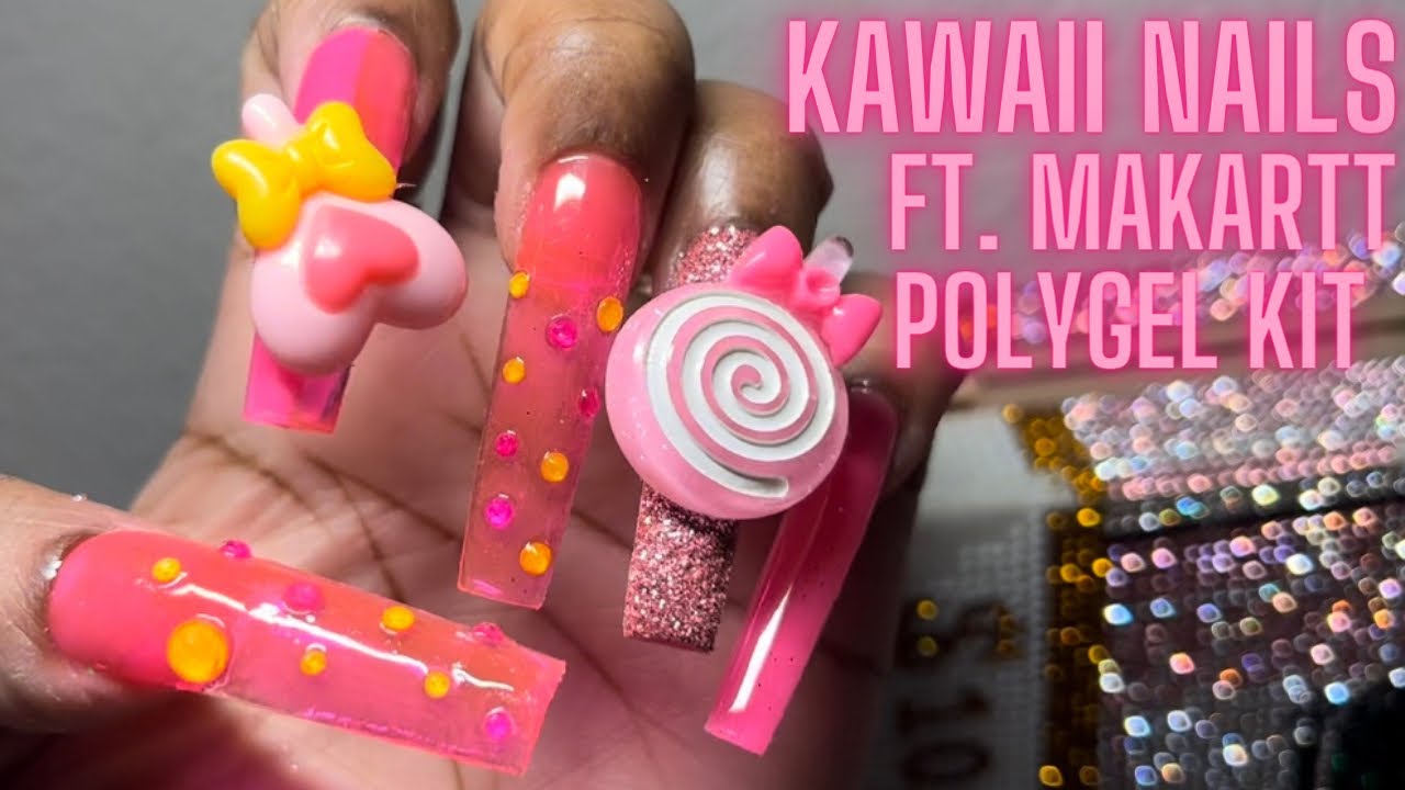Kawaii Nails ft Makartt Pink Polygel Kit | Femi Beauty Method | Easy ...