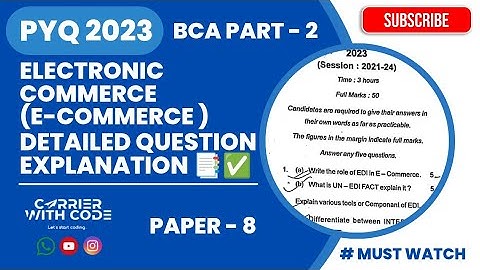E - COMMERCE PYQ 2023 DETAILED QUESTION EXPLANATION 📑✅ (Important Video For University Exam 📌)