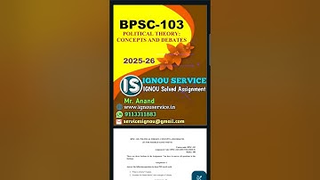 BPSC-103 Solved Assignment English Medium 2025-26 #ignou #ignousolvedassignment #ignouassignment