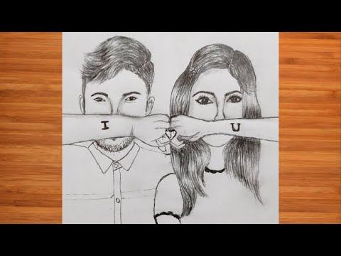 Valentine Couple Drawing by Pencil - How to draw Romantic Couple