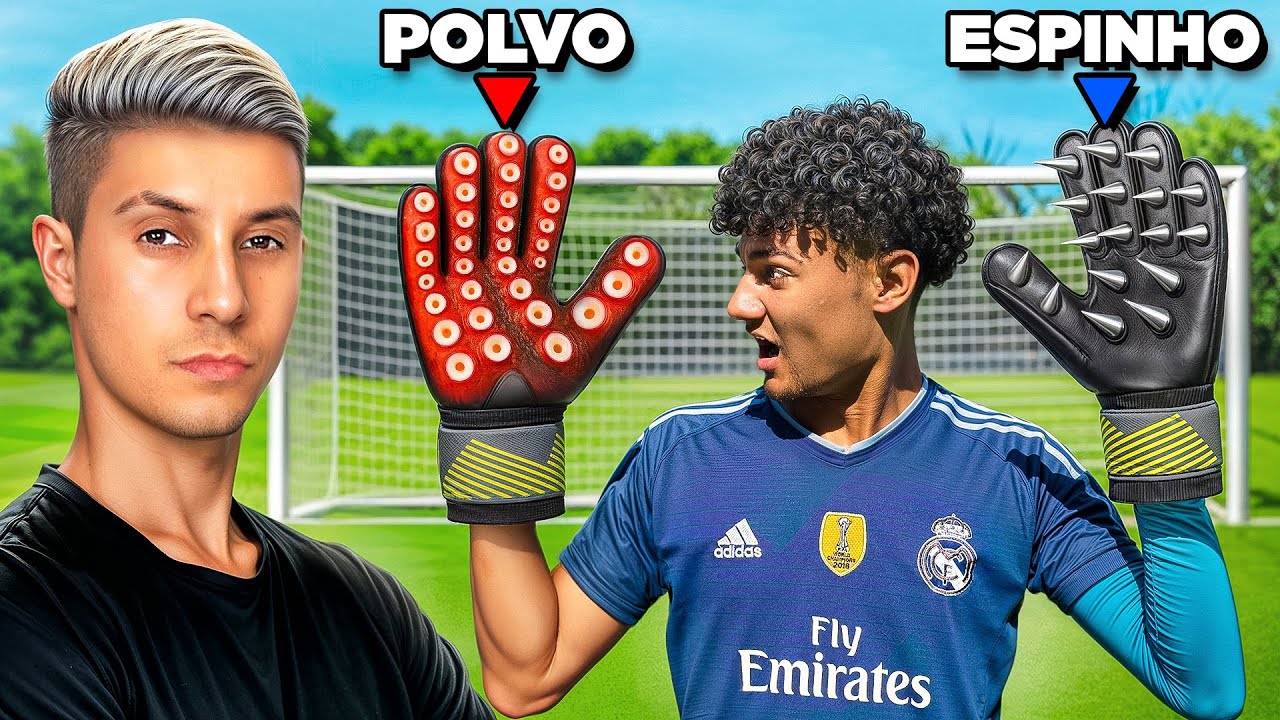 TESTEI O GOLEIRO GIGANTE COM VÁRIOS TIPOS DE LUVAS!