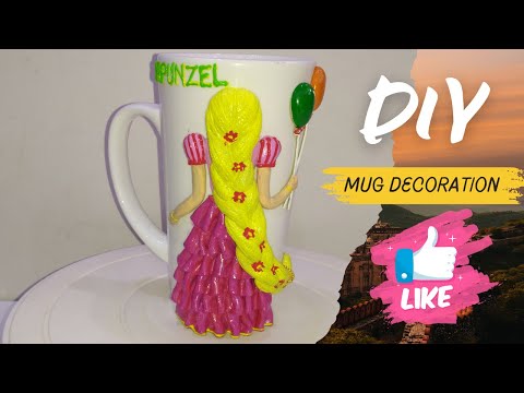 Clay Art On Mug || 3D Clay Craft On Coffee Mug || Mug Decoration Idea ||  Clay Rapunzel On Mug - YouTube