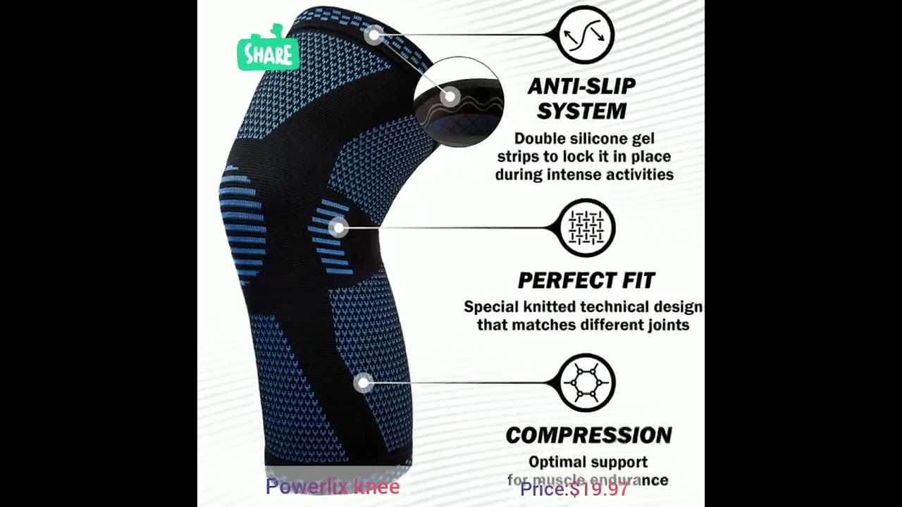 Powerlix knee Brace for knee pain for Men & Women- Knee support for Running, Basketball and Etc
