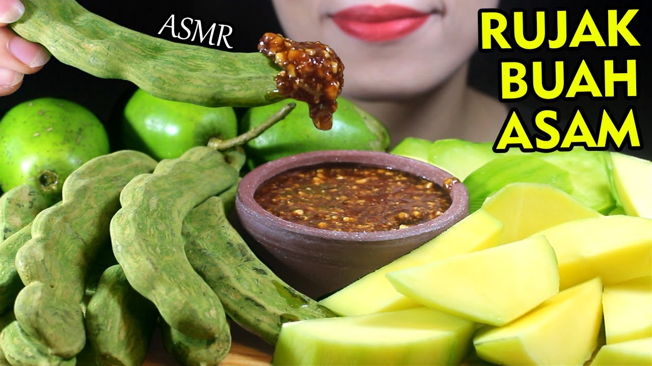 ASMR (RUJAK BUAH ASAM Mangga, Asam Jawa) Sour Fruits Manggo, Green