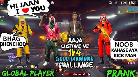 Grandmaster Cute Rich girl call me Noob | I challenge 1 vs 4 | noob prank ff | Badge 99 prank