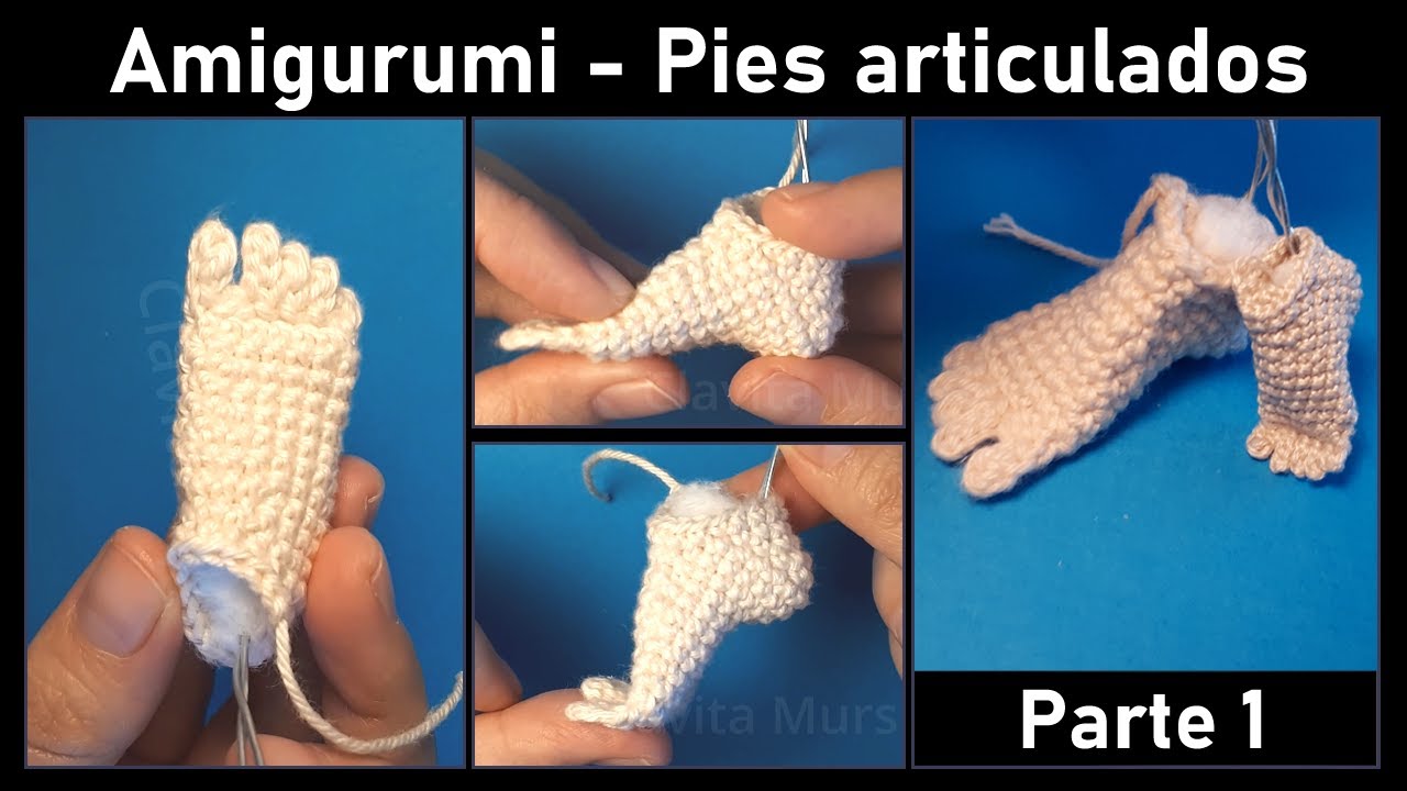 Aprende a hacer pies realistas para amigurumi ¡Con deditos! -  Parte 1: Pie derecho