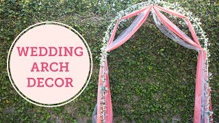 Create an easy and budget friend wedding arch with flower garlands and fabric! SUBSCRIBE for more: http://www.youtube.com/
