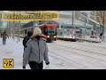 Calgary Snowfall and freezing cold walk in downtown. alberta Canada.4K #calgarydowntown #calgarysnow