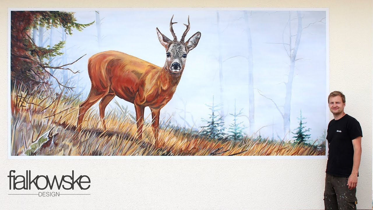 #30 Wandmalerei Rehbock 2018 / Illusionsmalerei / mural / im Spreewald / acrylic painting progress