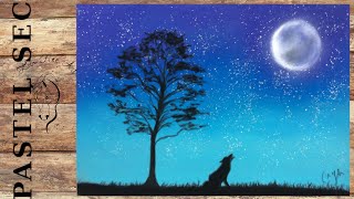 Comment dessiner un loup sous le clair de lune au pastel sec