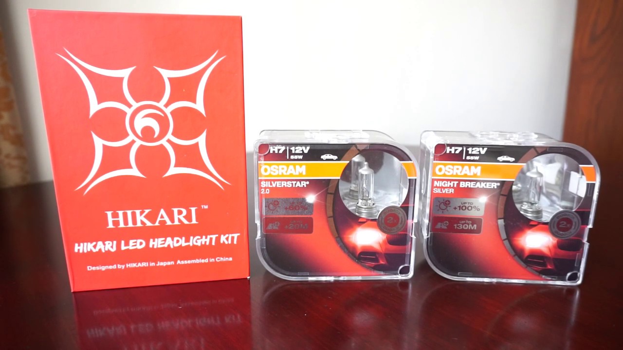 HIKARI LED 9600lm 6000k vs OSRAM Silverstar 3400k, Night Breaker Silver 3400k