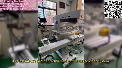 4 colors ink cup pad printer#flame treatment#pad clean system