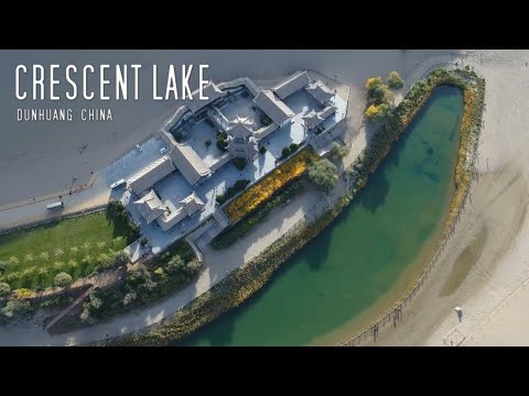 CRESCENT LAKE: DUNHUANG, CHINA (4K Tour) Stunning Walking, Drone, and Aerial Footage