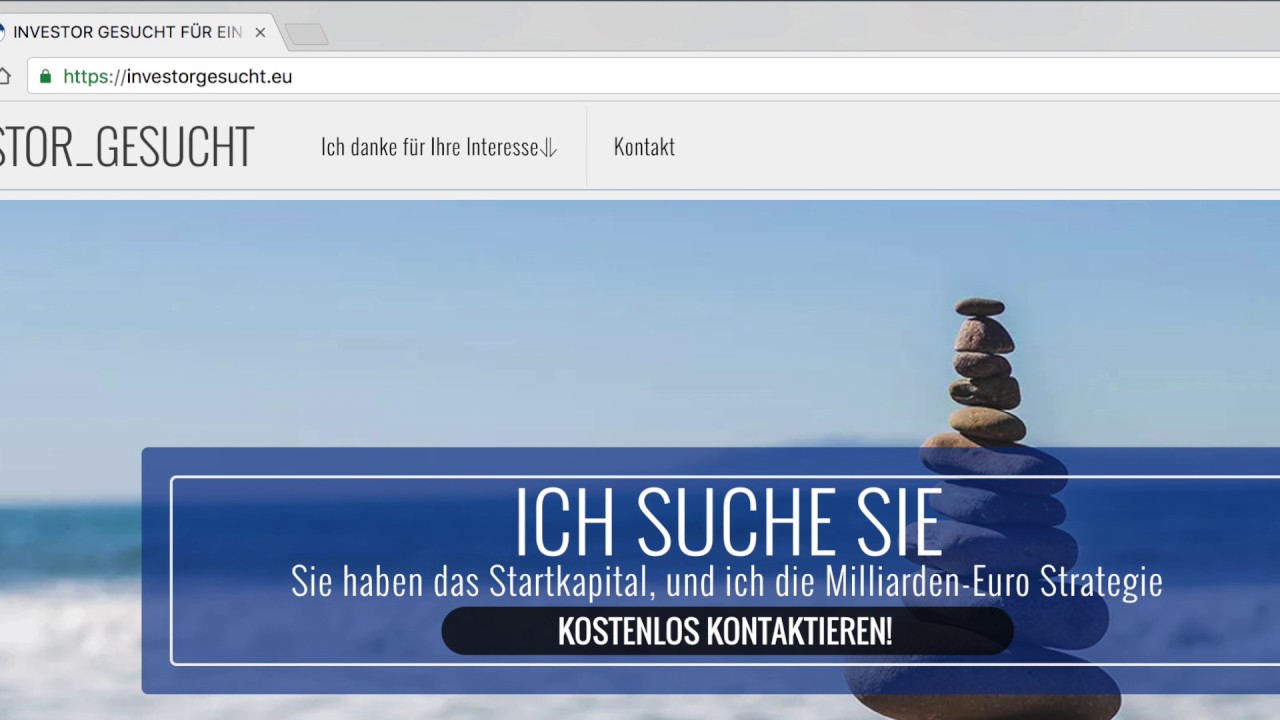 Update Investor Gesucht - Geldgeber gesucht Milliardenprojekt - gesucht wird 200.000€