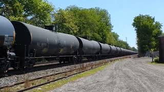 BNSF X3 locomotives haul load crude oil train on Conrail Lehigh Line South Plainfield,NJ 5/16/26