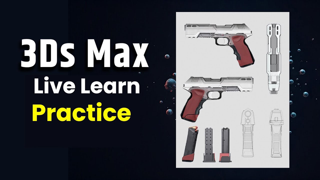 3Dsmax Polygon Gun Modeling Practice Day2  Live  in hindi  