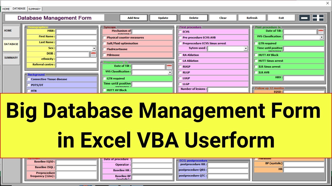 Big Database Management Form in Excel VBA Userform - YouTube
