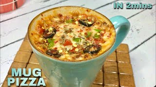 2 mins MUG PIZZA Recipe | Eggless Microwave Pizza Recipe | No Yeast & Quick Homemade Oven Pizza Ever