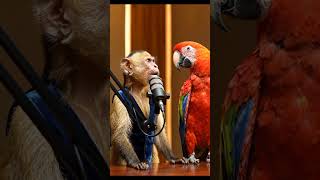 monkey talking with parrot #funny #comedy #trending #fun #shortvideo #shorts