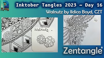 Inktober Tangles 2023 ~ Day 16 ~ Walnutz ~ How to draw