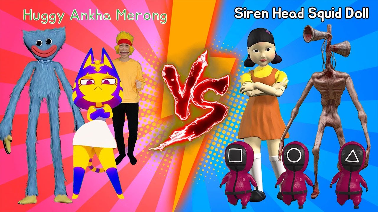 Siren Head VS Huggy Wuggy VS Squid Game Doll VS Ankha VS merong