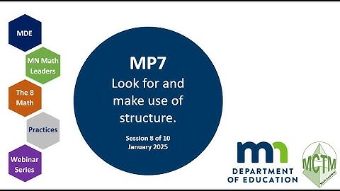 Part 8 of 10 MDE Math Practices Webinar Series MP7 Look for Structure