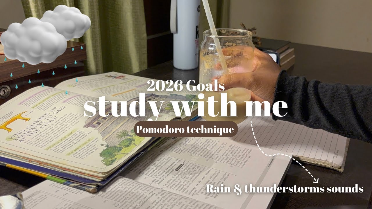 STUDY WITH ME with breaks | pomodoro 30/5 🌧️🌙