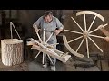 Amazing craftsmanship of wooden wheel with hand tools