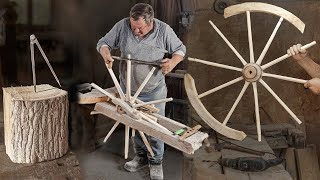 Удивительное мастерство изготовления деревянного колеса с помощью ручных инструментов