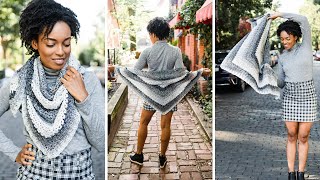 [HOW TO CROCHET] Beginner Crochet Triangle Scarf Free Pattern + Tutorial Video  Omar Wrap